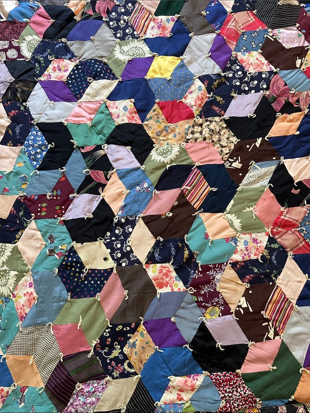 Antique Tumbling Blocks Butterfly Cotton Quilt Romantic Ethereal Beauty